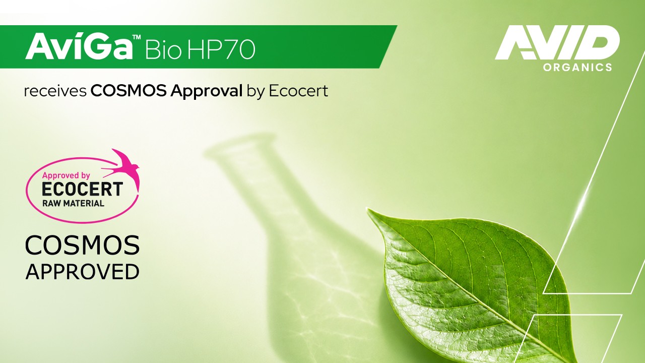 AviGa™ Bio HP70 Receives COSMOS Approval by Ecocert